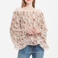 off-shoulder loose fit blouse for girls with large bell flared sleeves white rayon soft women blouse with ruffles